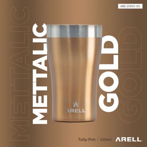 Copo Térmico Arell Inox a Vácuo 500ml Metallic Gold S/ Tampa