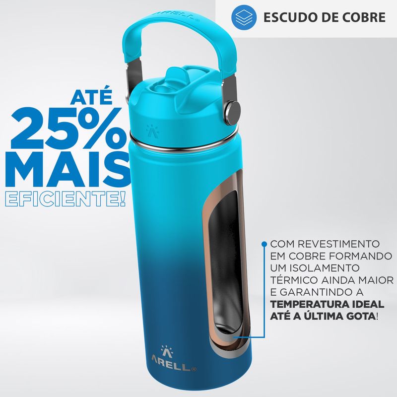 GARRAFA TERMICA AGUA GELADA OU QUENTE STRAW FLASK 355ML OCEAN BLUE