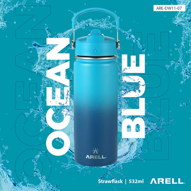 GARRAFA TERMICA AGUA GELADA OU QUENTE STRAW FLASK 355ML OCEAN BLUE