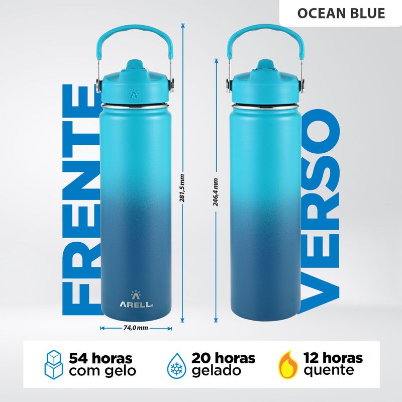 GARRAFA TERMICA AGUA GELADA OU QUENTE STRAW FLASK 355ML OCEAN BLUE