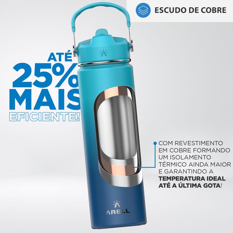 GARRAFA TERMICA AGUA GELADA OU QUENTE STRAW FLASK 355ML OCEAN BLUE