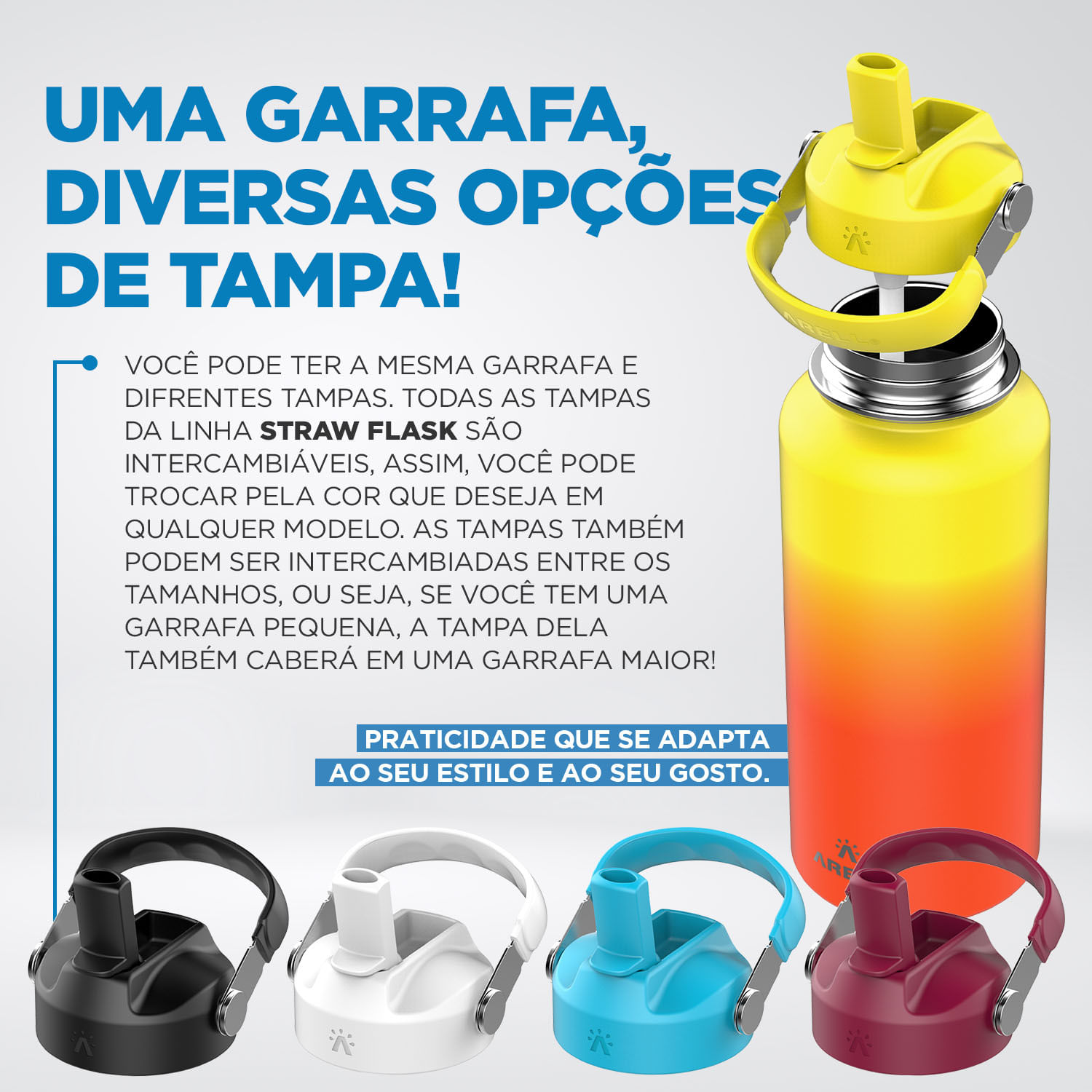 Tampa Térmica Flip Arell p/ Garrafas StrawFlask Sunset - Arell
